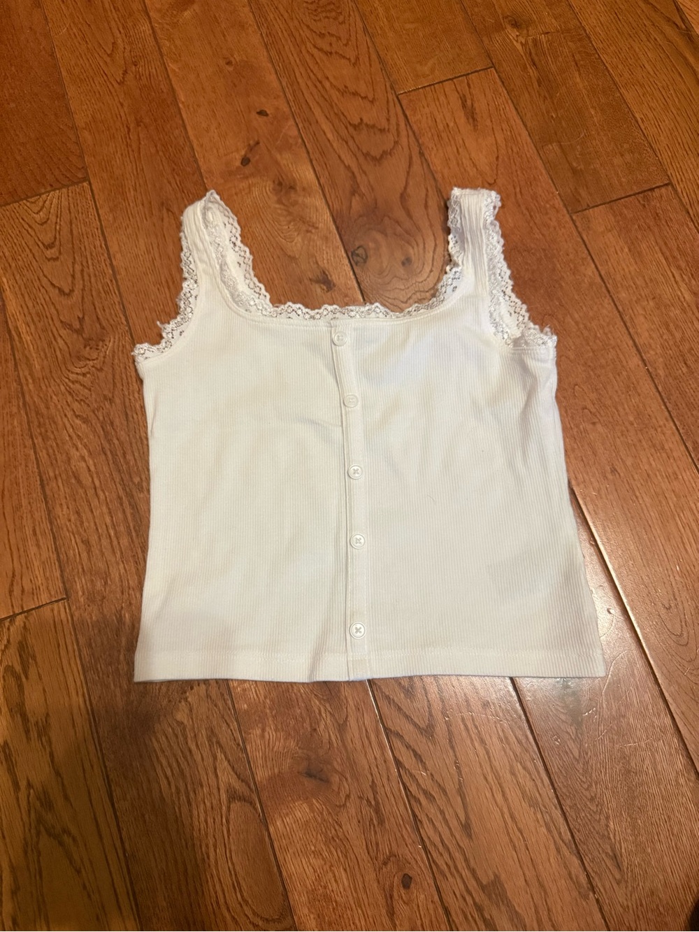 Old Navy White Lace-Trim Button-Front Ribbed Camisole